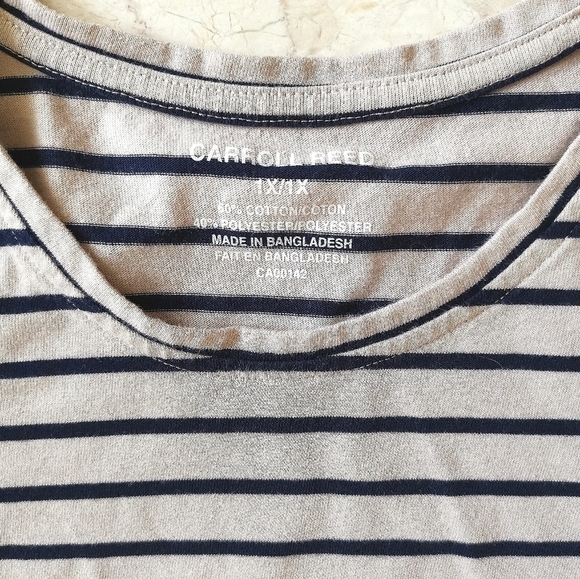 PLUS Carroll Reed navy beige top t-shirt 1X - Picture 3 of 8